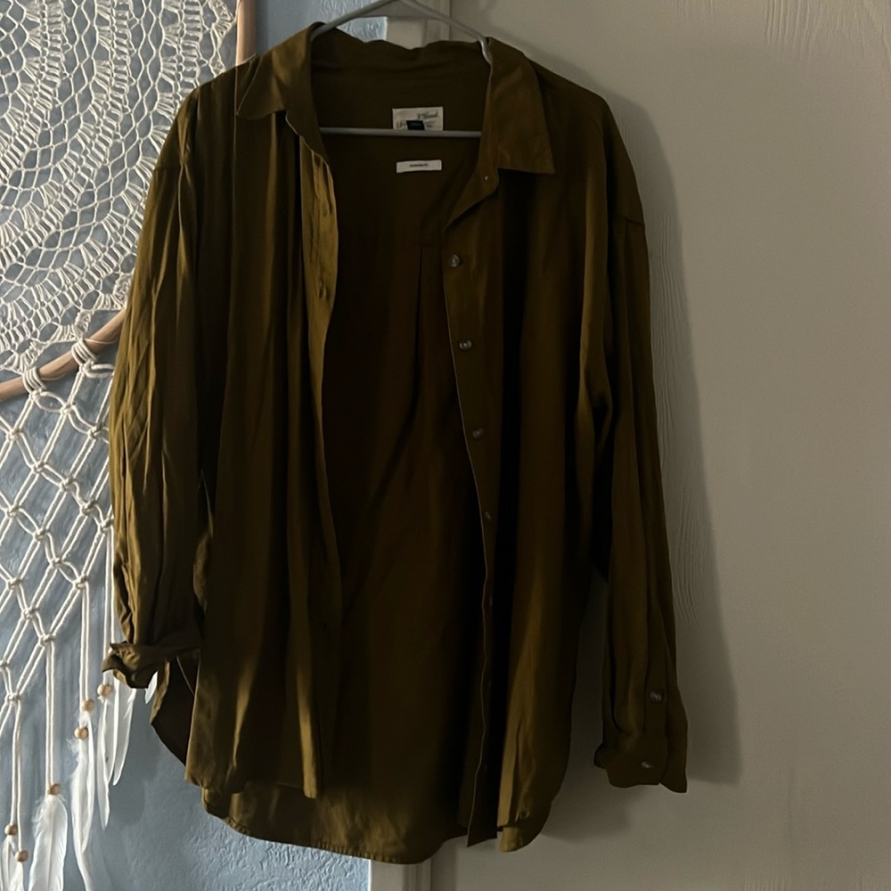 Forest Green Button-Up Blouse